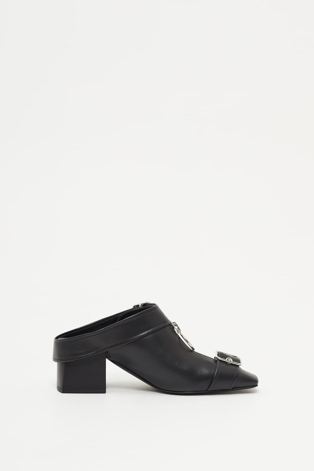 COURREGES BLACK GOGO LEATHER MULES