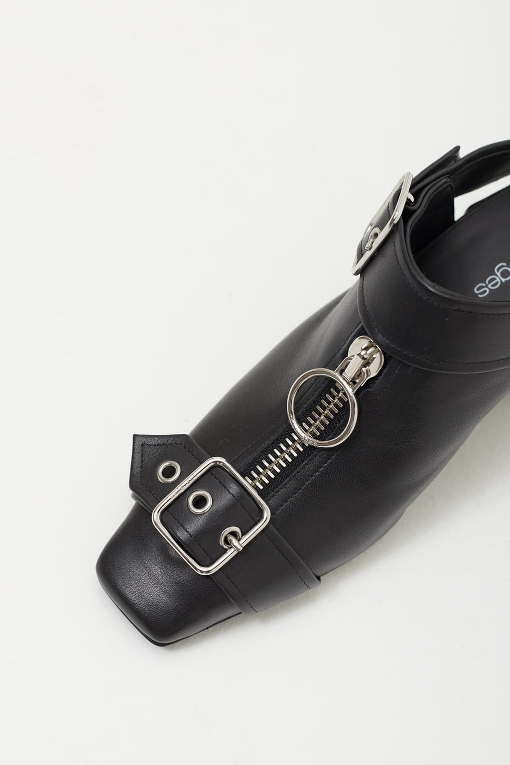 COURREGES BLACK GOGO LEATHER MULES