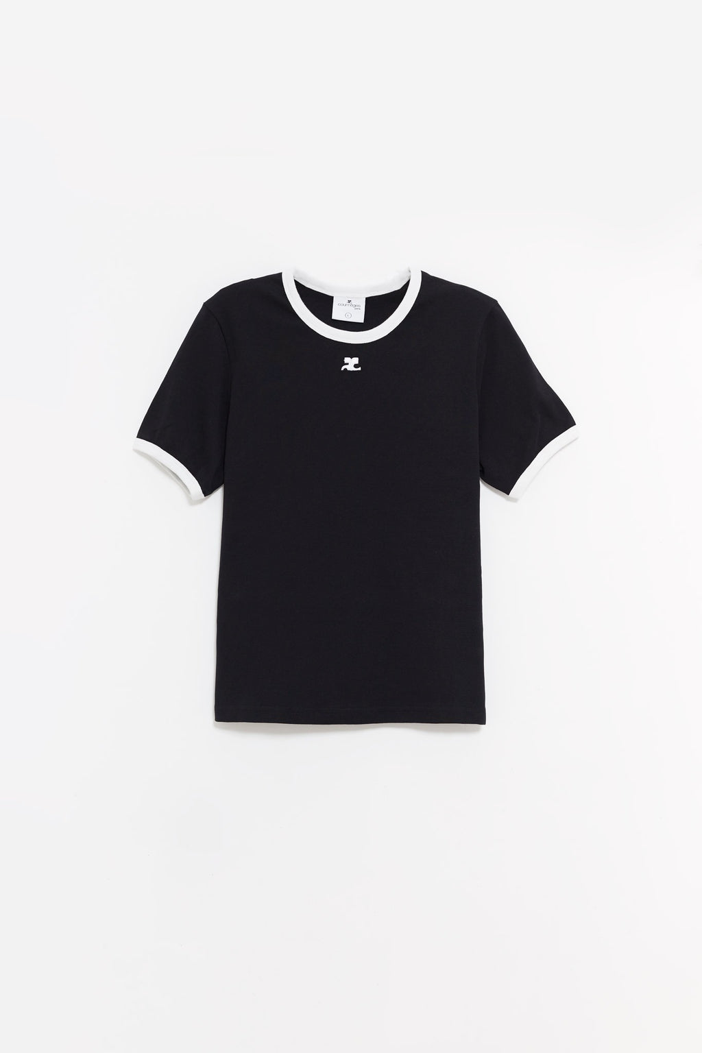 COURREGES BLACK REEDITION CONTRAST T SHIRT