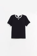 COURREGES BLACK REEDITION CONTRAST T SHIRT