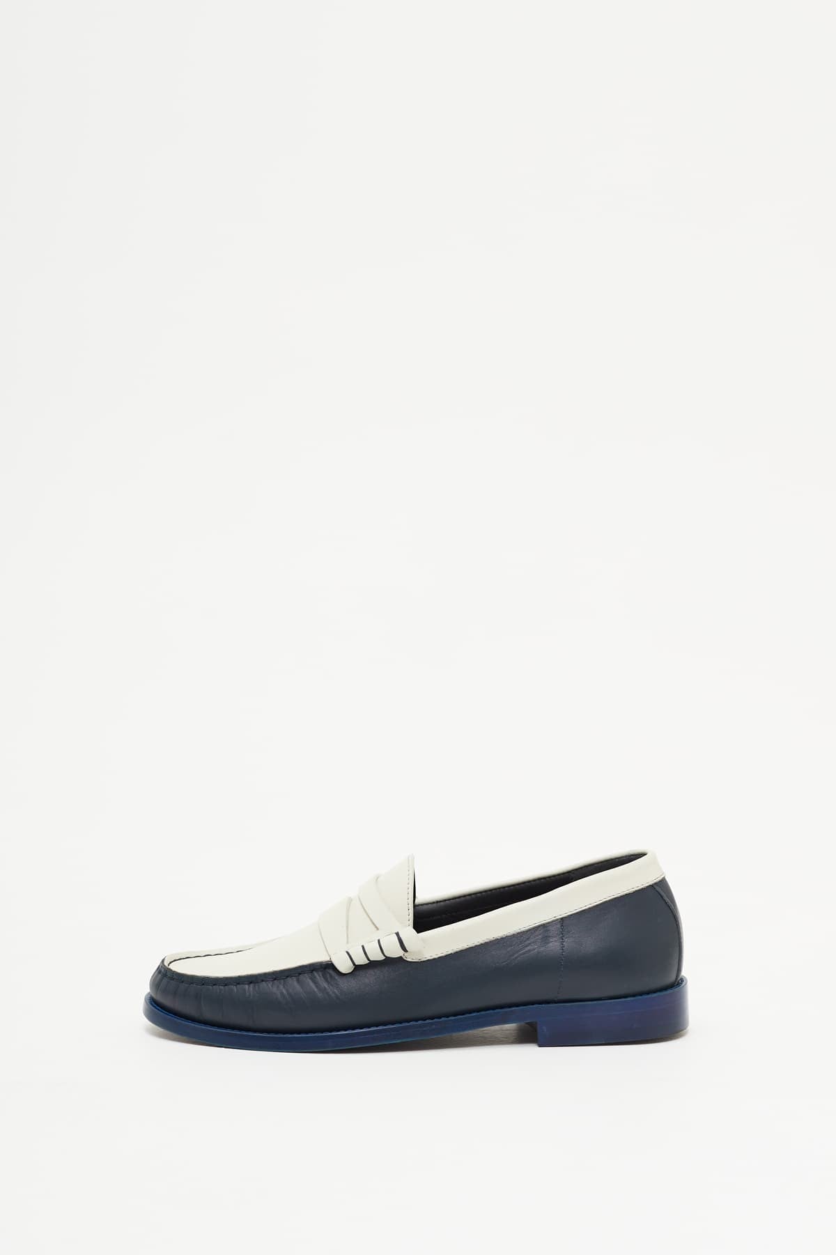 RHUDE NAVY WHITE SLIP ON LOAFER