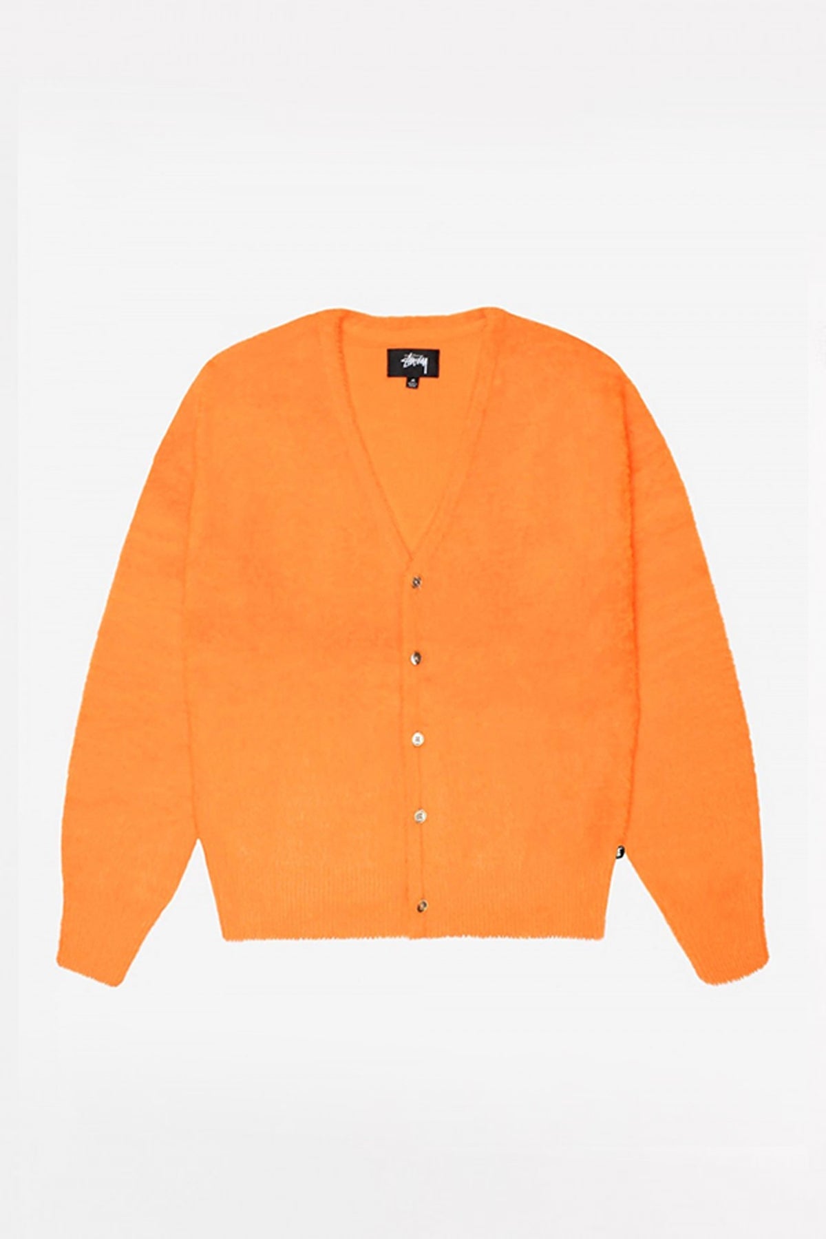 STUSSY RED ORANGE SHAGGY CARDIGAN