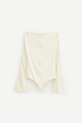 COURREGES NATURAL DROP ZIPPED CREPE JERSEY BODYSUIT