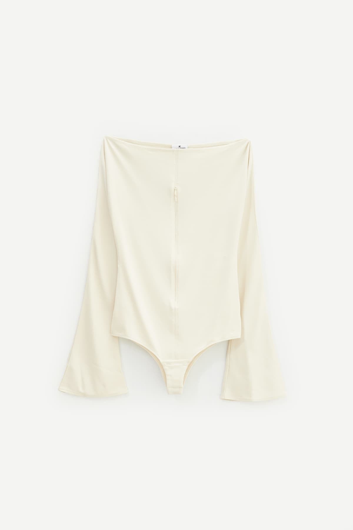 COURREGES NATURAL DROP ZIPPED CREPE JERSEY BODYSUIT