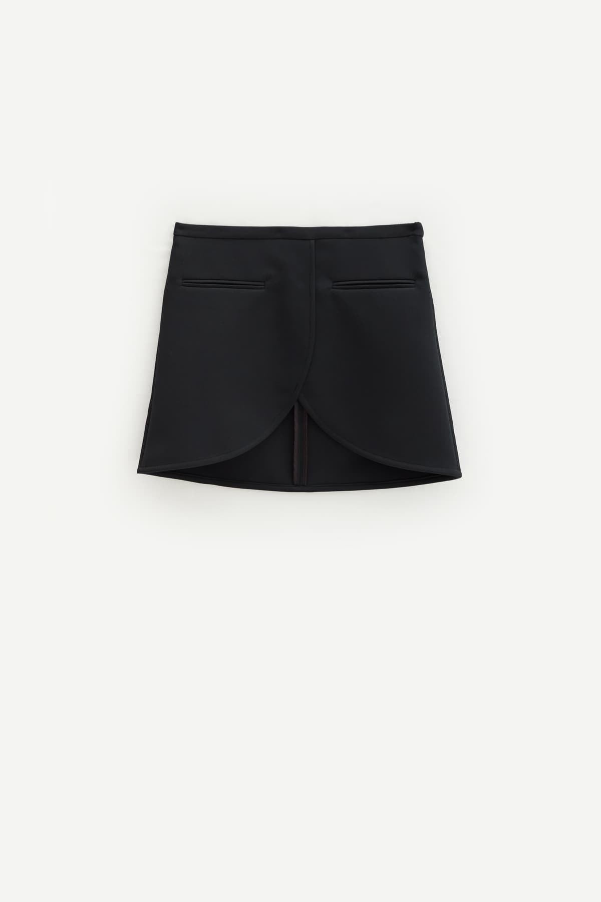 COURREGES BLACK ELLIPSE TWILL MINI SKIRT