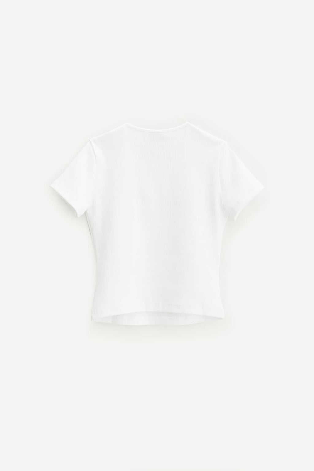 BLUMARINE WHITE RHINESTONES LOGO RIBBED T SHIRT