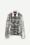 DIESEL BLACK WHITE L PYLON A LEATHER JACKET