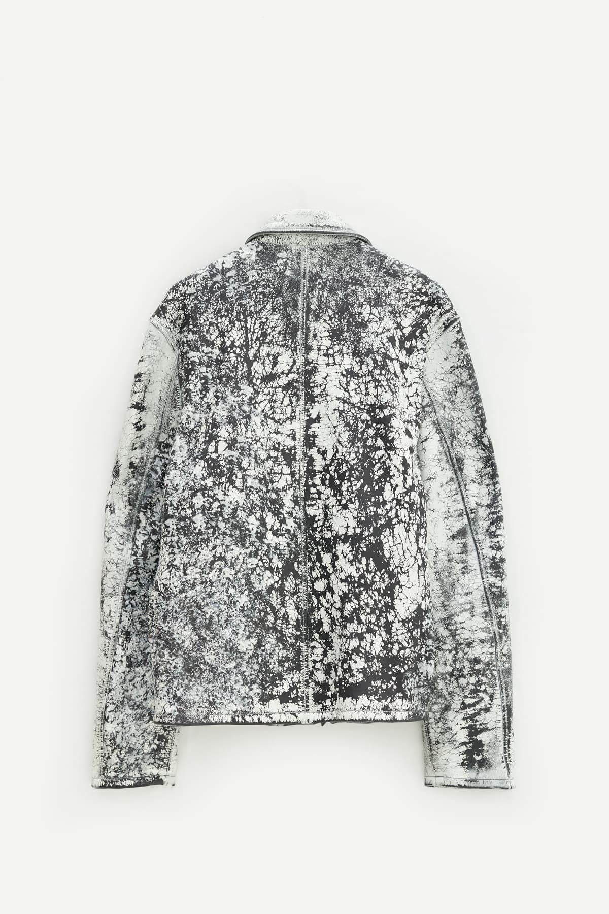 DIESEL BLACK WHITE L PYLON A LEATHER JACKET