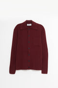 LANVIN BURGUNDY RIBBED LONGSLEEVE CARDIGAN