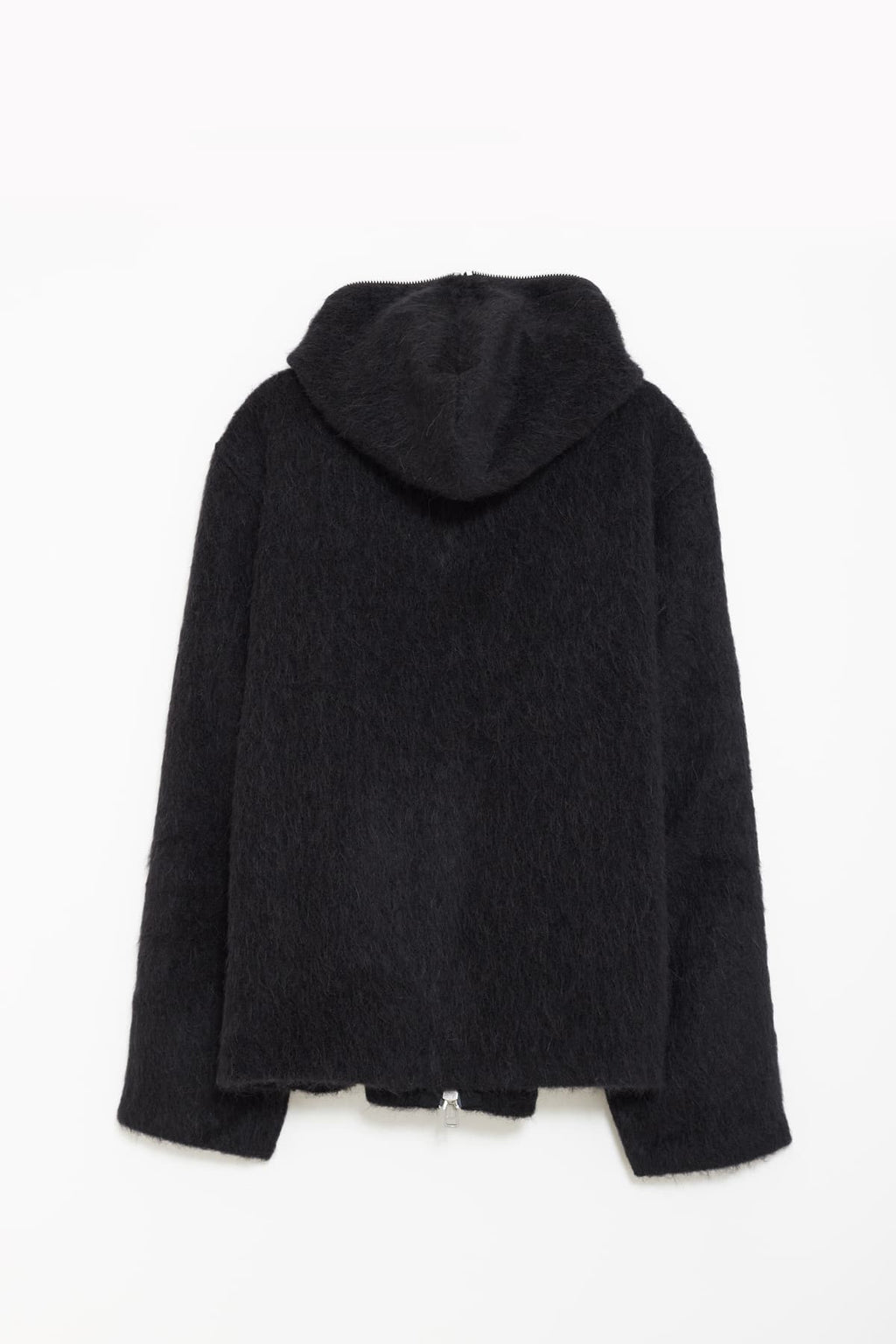 OUR LEGACY BLACK HAIRY WOOL FULL ZIP HOODIE CARDIGAN