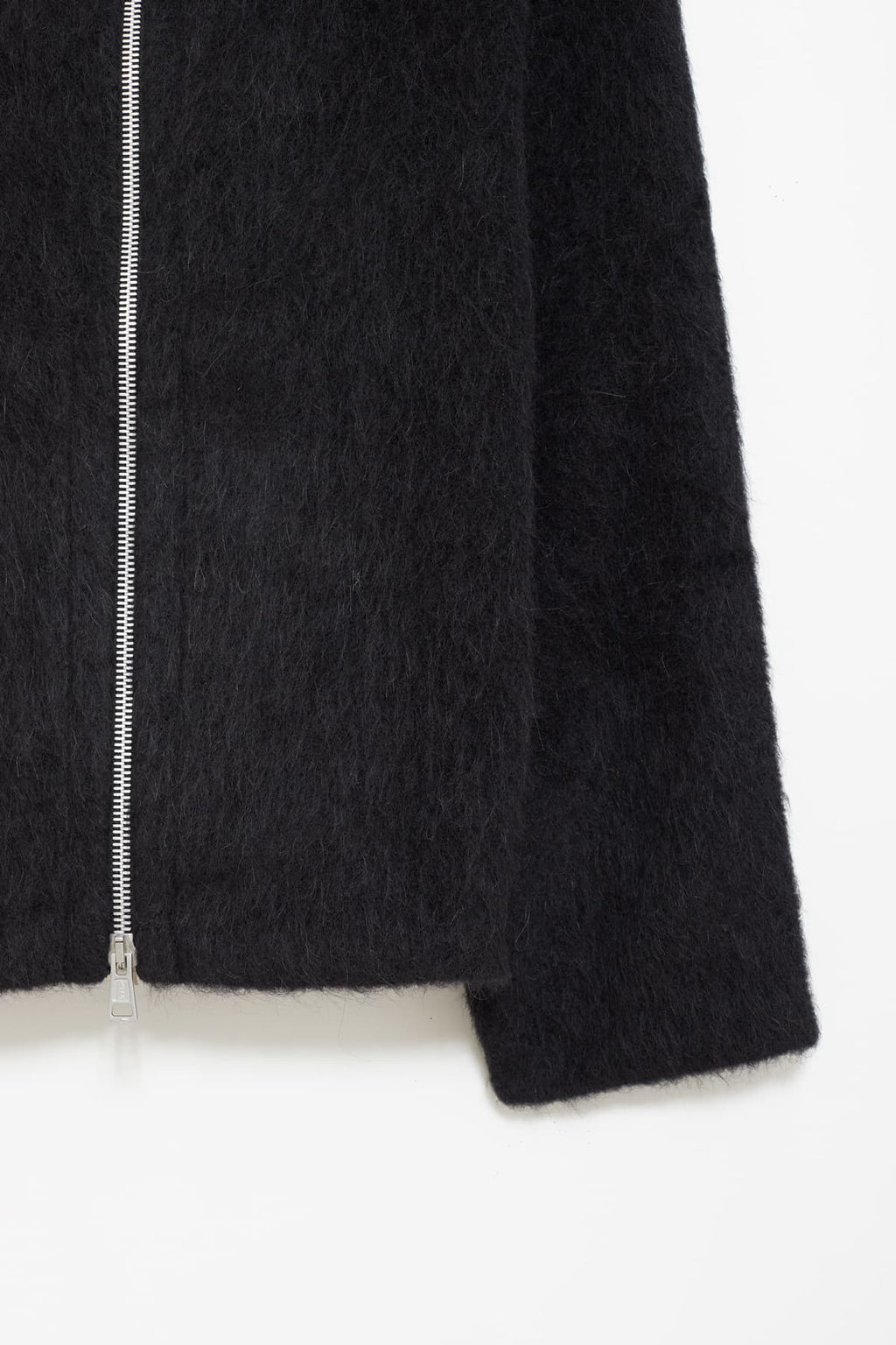 OUR LEGACY BLACK HAIRY WOOL FULL ZIP HOODIE CARDIGAN