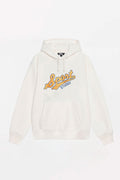 STUSSY OFF WHITE SATIN PATCH OVERSIZED HOODIE