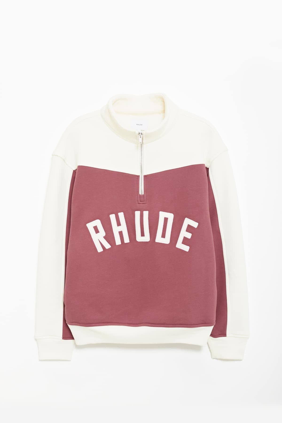 RHUDE MAROON CHAMONIX QUARTER ZIP SWEATSHIRT