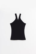 COURREGES BLACK CRISS CROSS 90 S RIB ZIPPED TANK TOP