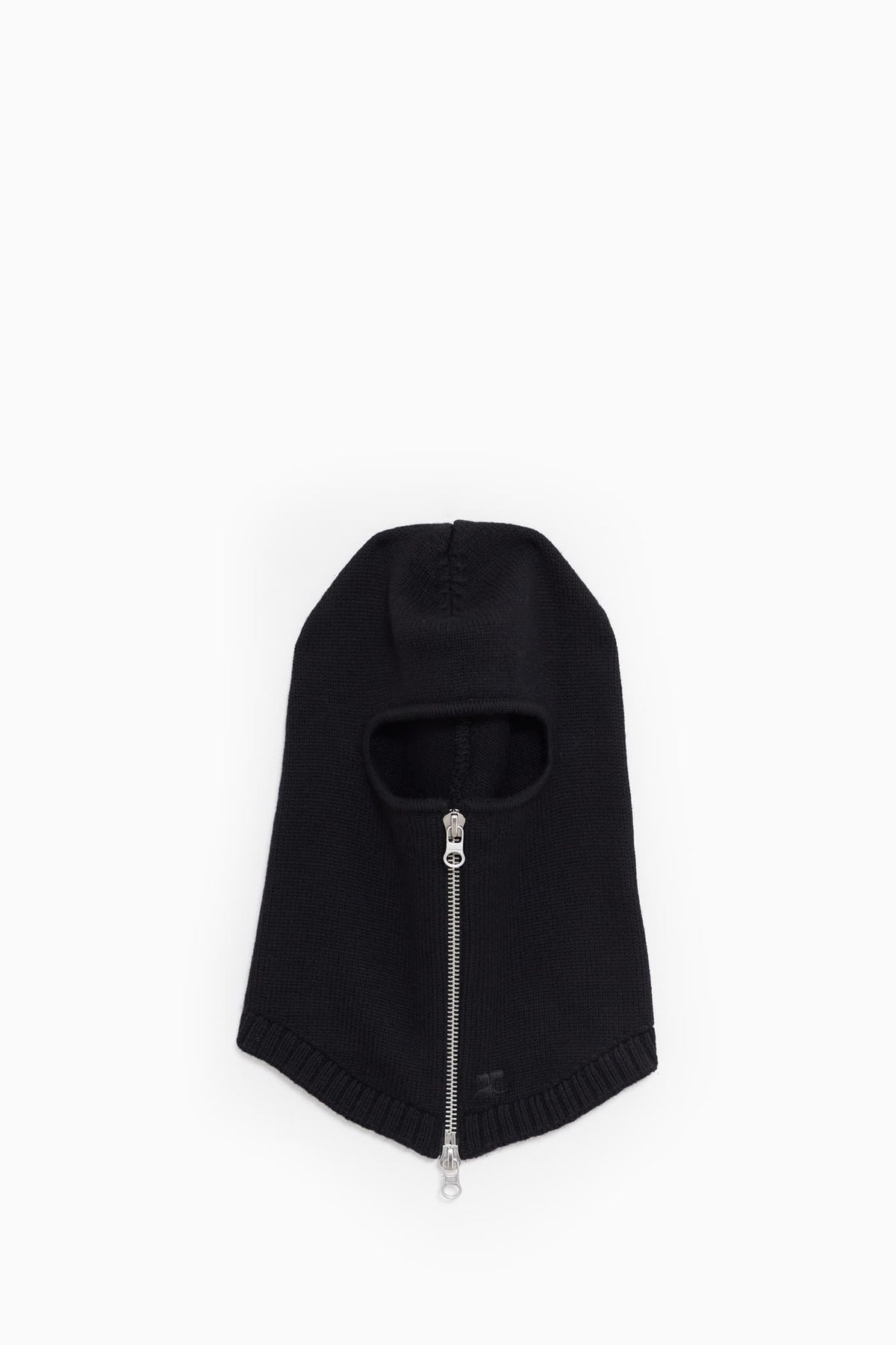 COURREGES BLACK ZIPPED WOOL BALACLAVA