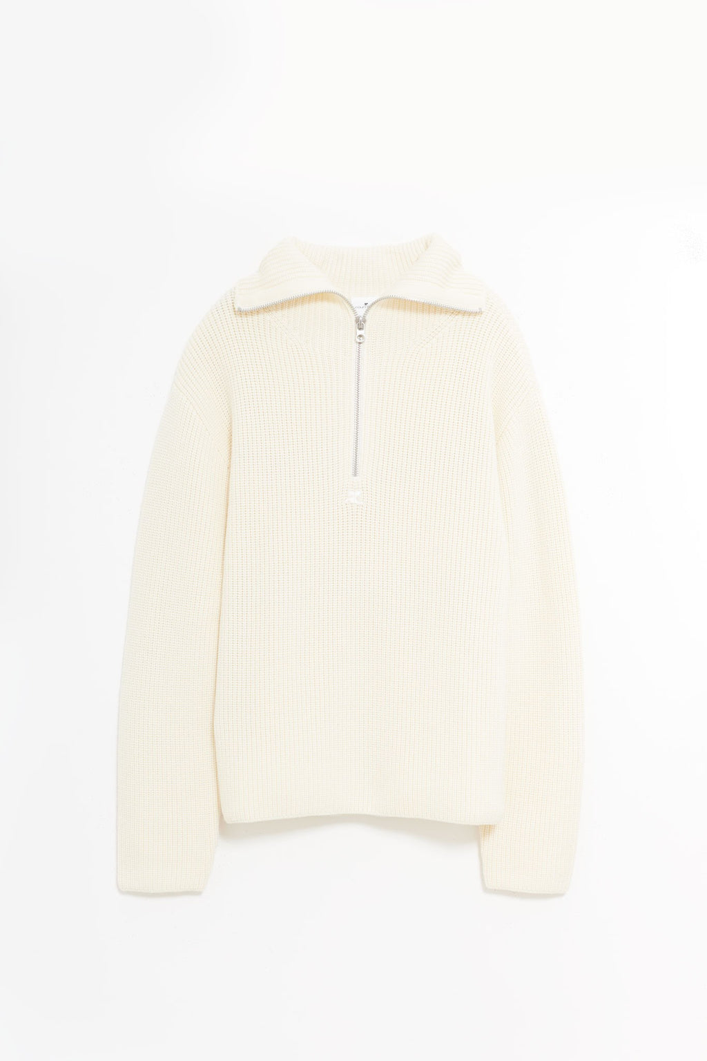 COURREGES NATURAL BALACLAVA WOOL SWEATER