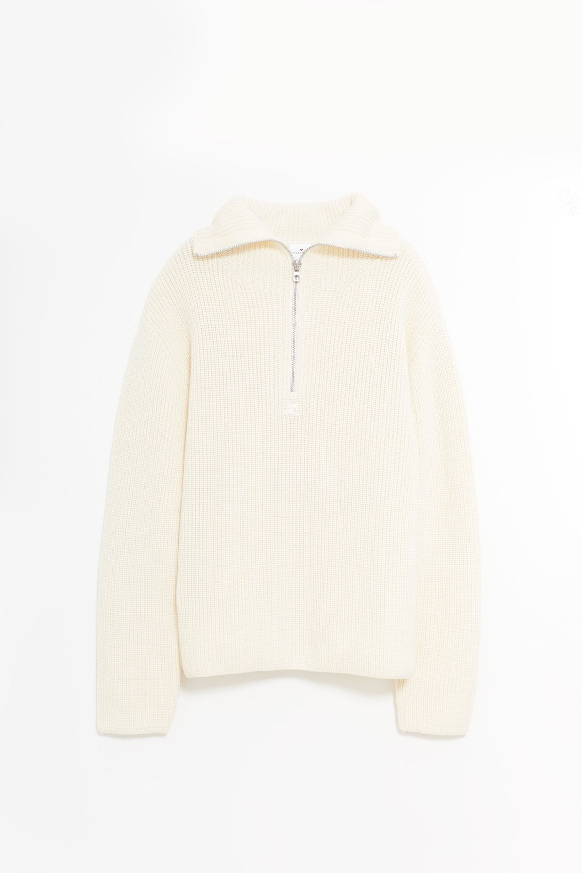 COURREGES NATURAL BALACLAVA WOOL SWEATER