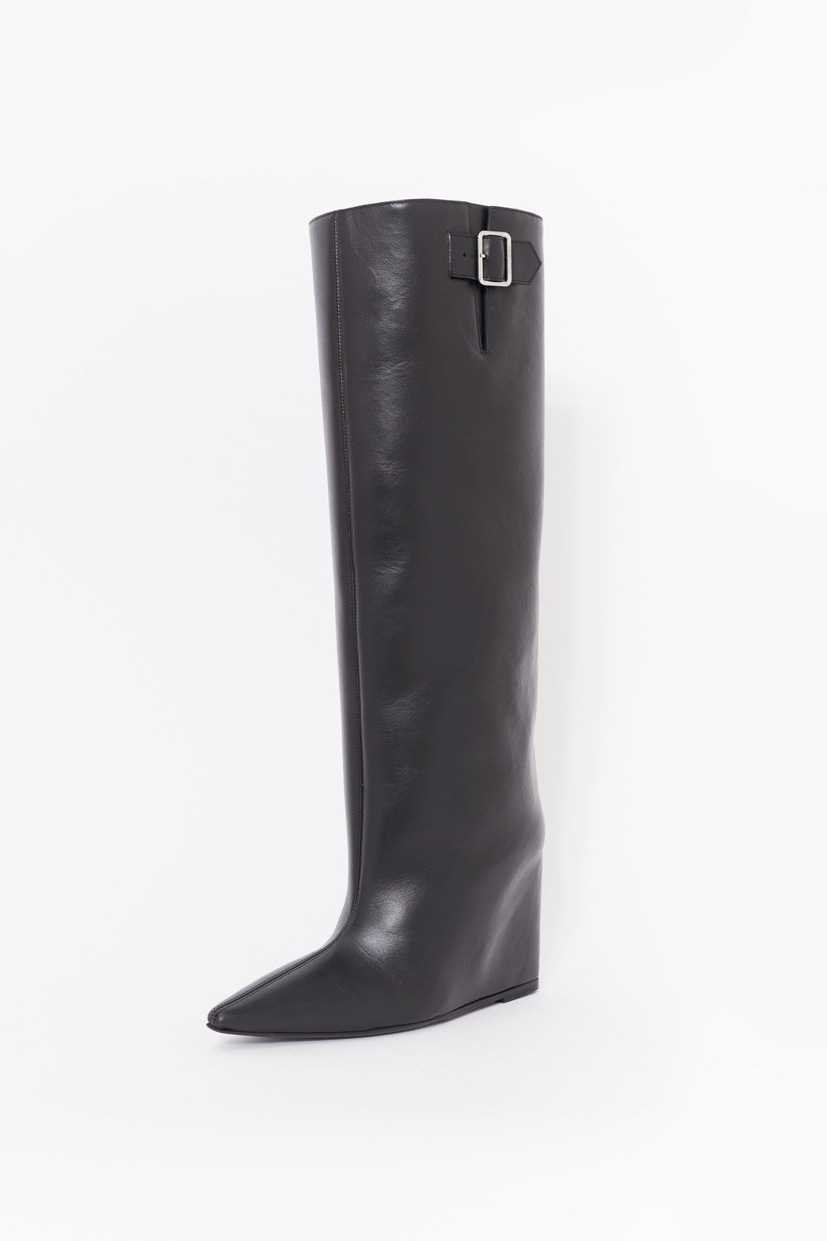 COURREGES ASTRO WEDGED LEATHER BOOTS