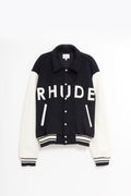 RHUDE BLACK CREAM COLLEGIATE JACKET