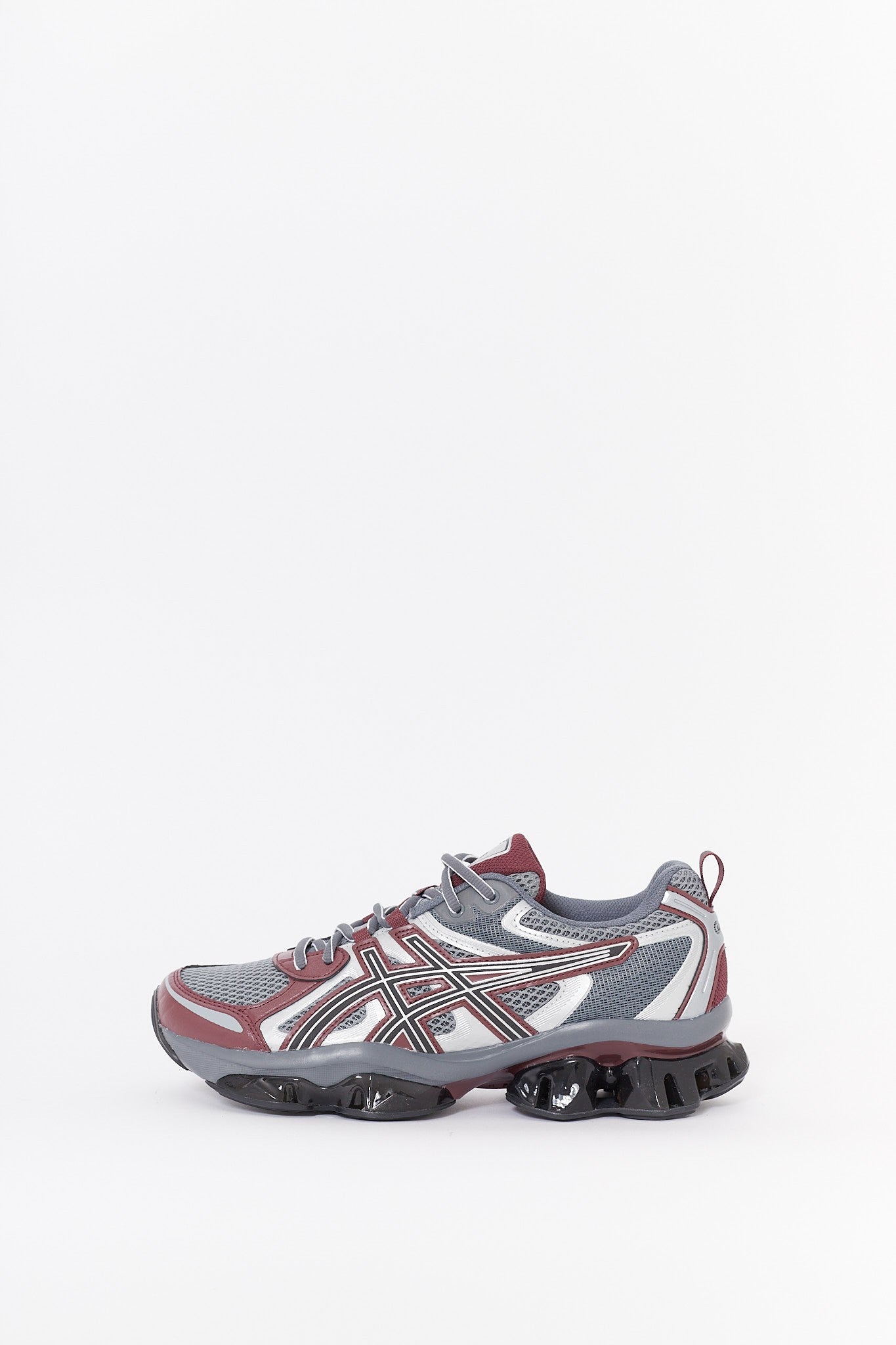 ASICS KHAKI SHEET ROCK DARK CHERRY GEL QUANTUM KINETIC SNEAKERS