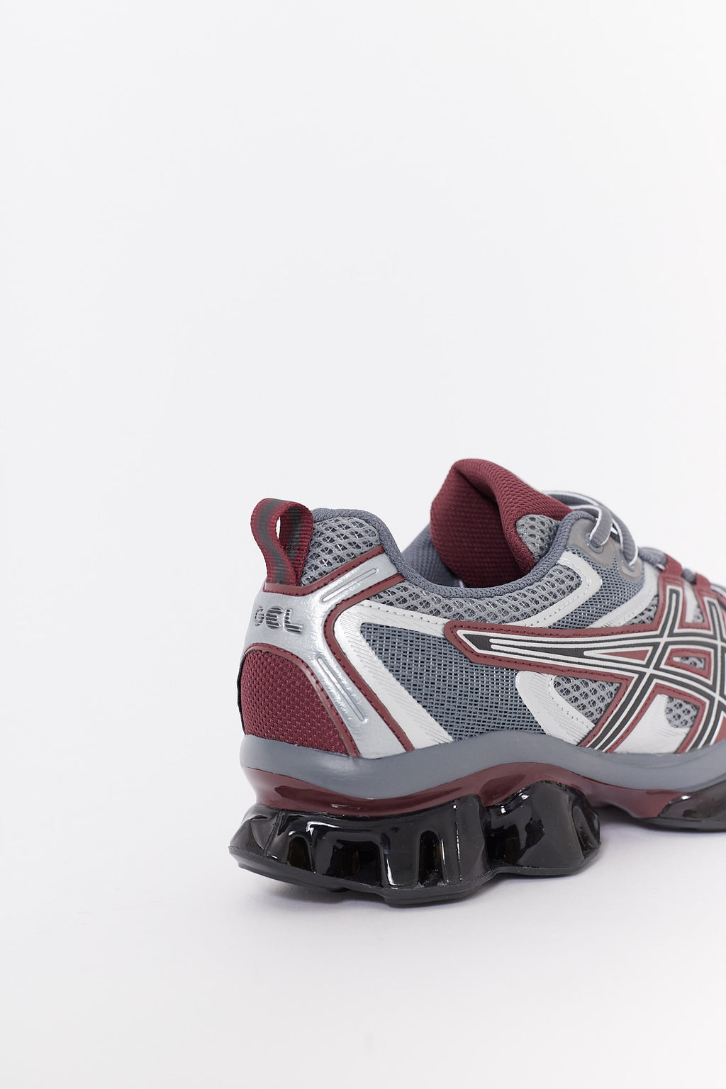 ASICS KHAKI SHEET ROCK DARK CHERRY GEL QUANTUM KINETIC SNEAKERS