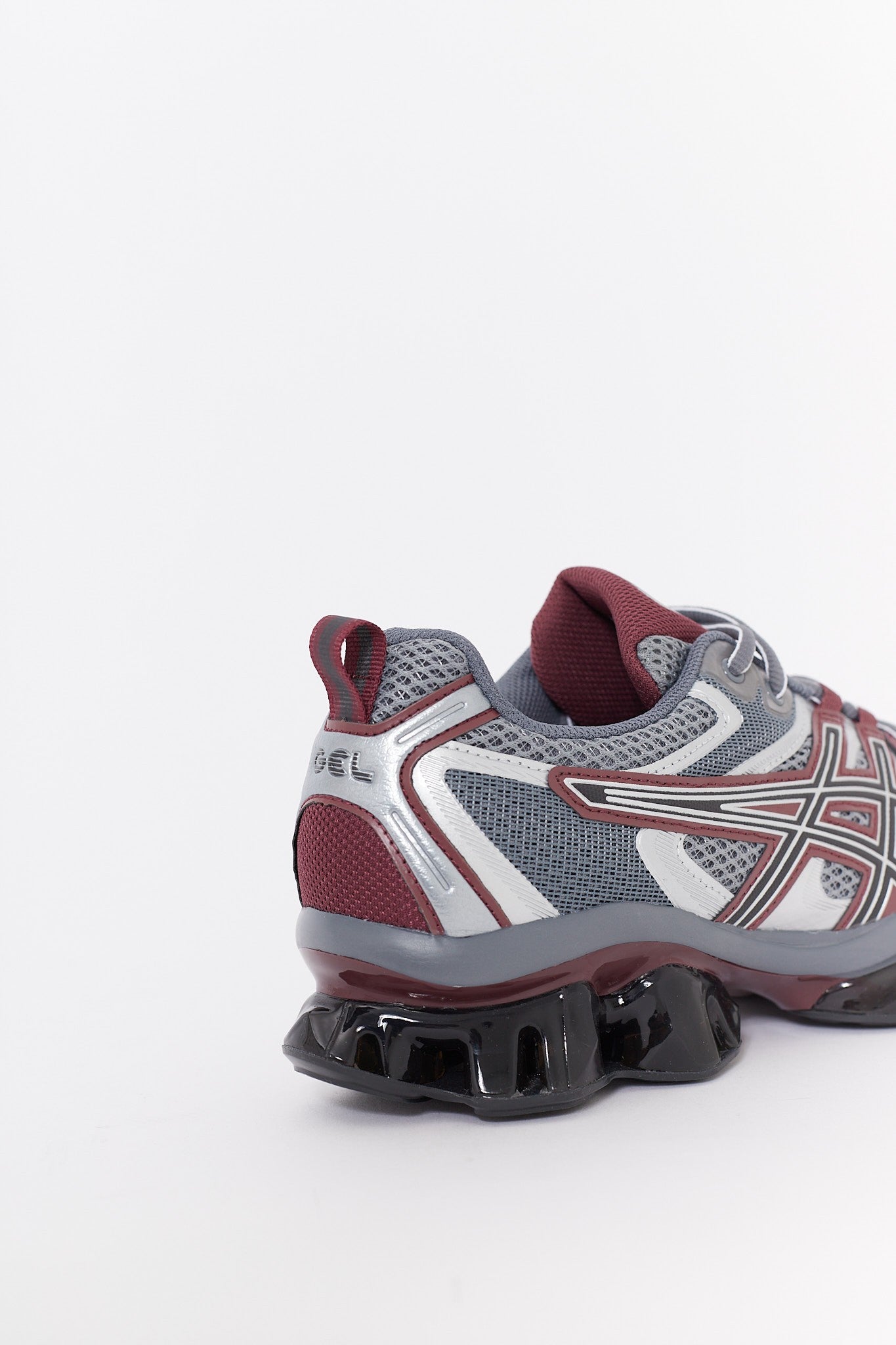 ASICS KHAKI SHEET ROCK DARK CHERRY GEL QUANTUM KINETIC SNEAKERS
