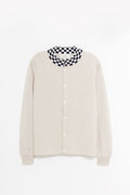 SECOND LAYER PINK WHITE CHECKERED CARDIGAN