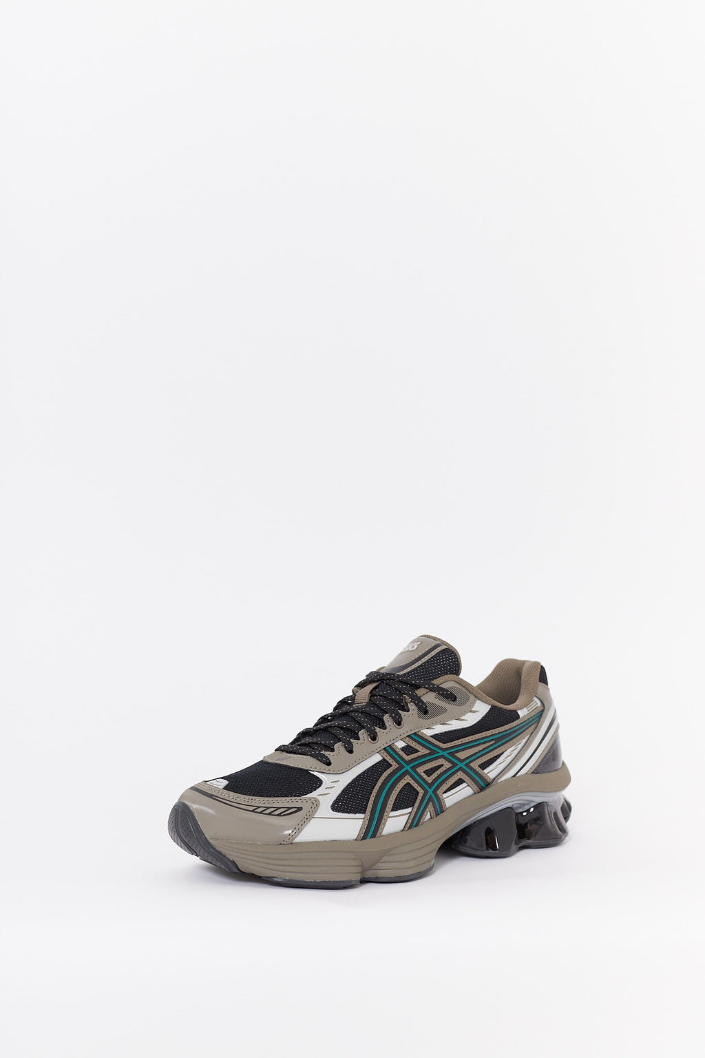 ASICS BLACK DARK TAUPE GEL KINETIC FLUENT SNEAKERS