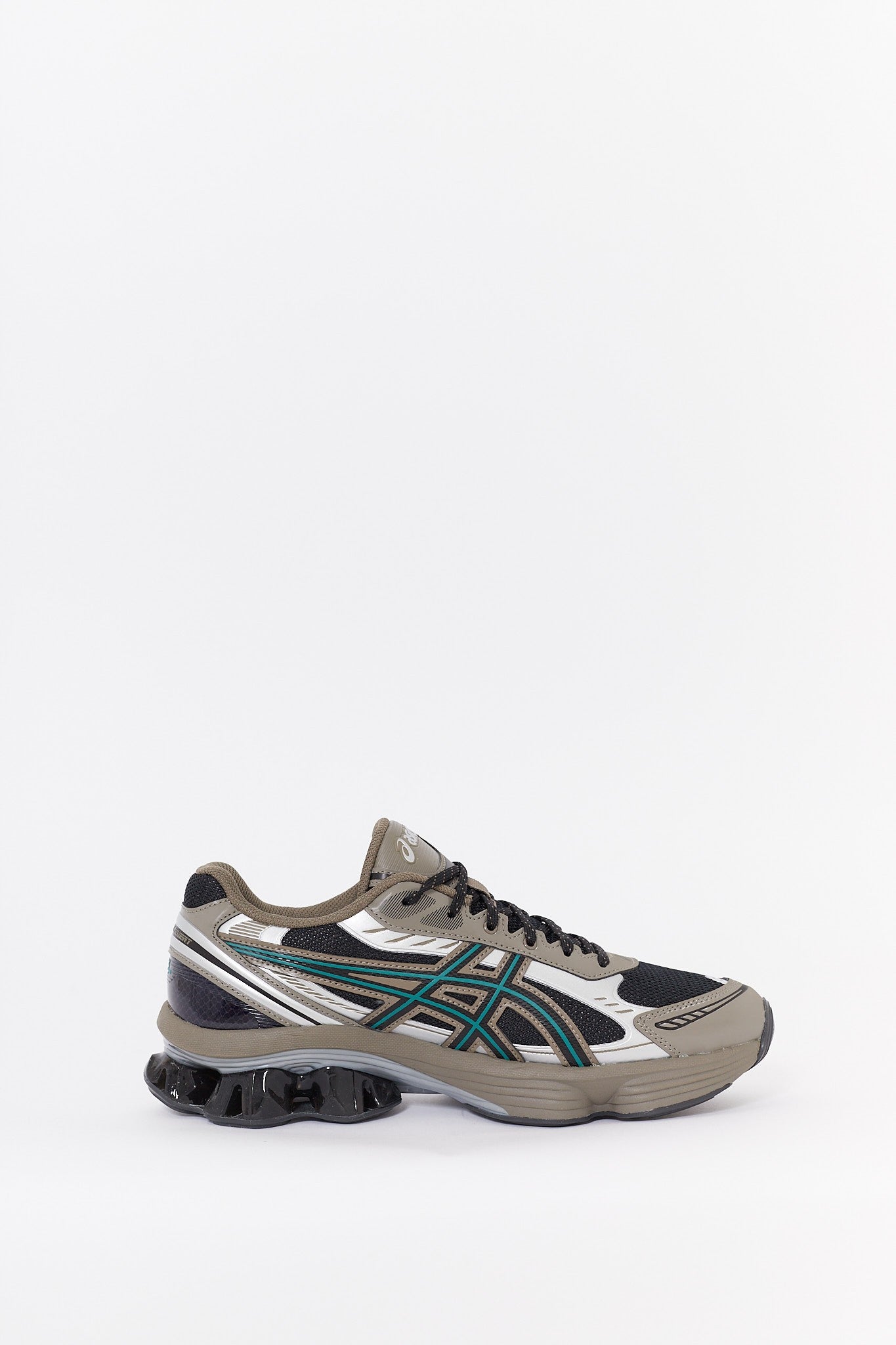 ASICS BLACK DARK TAUPE GEL KINETIC FLUENT SNEAKERS