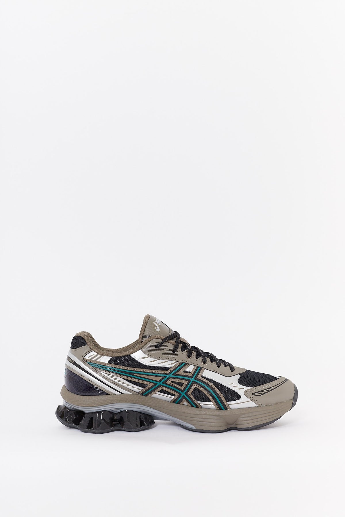ASICS BLACK DARK TAUPE GEL KINETIC FLUENT SNEAKERS