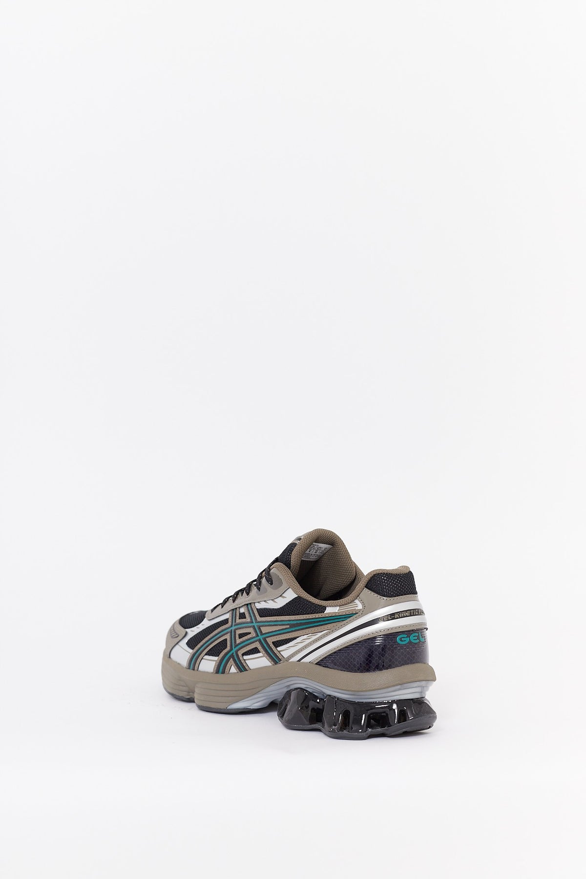 ASICS BLACK DARK TAUPE GEL KINETIC FLUENT SNEAKERS