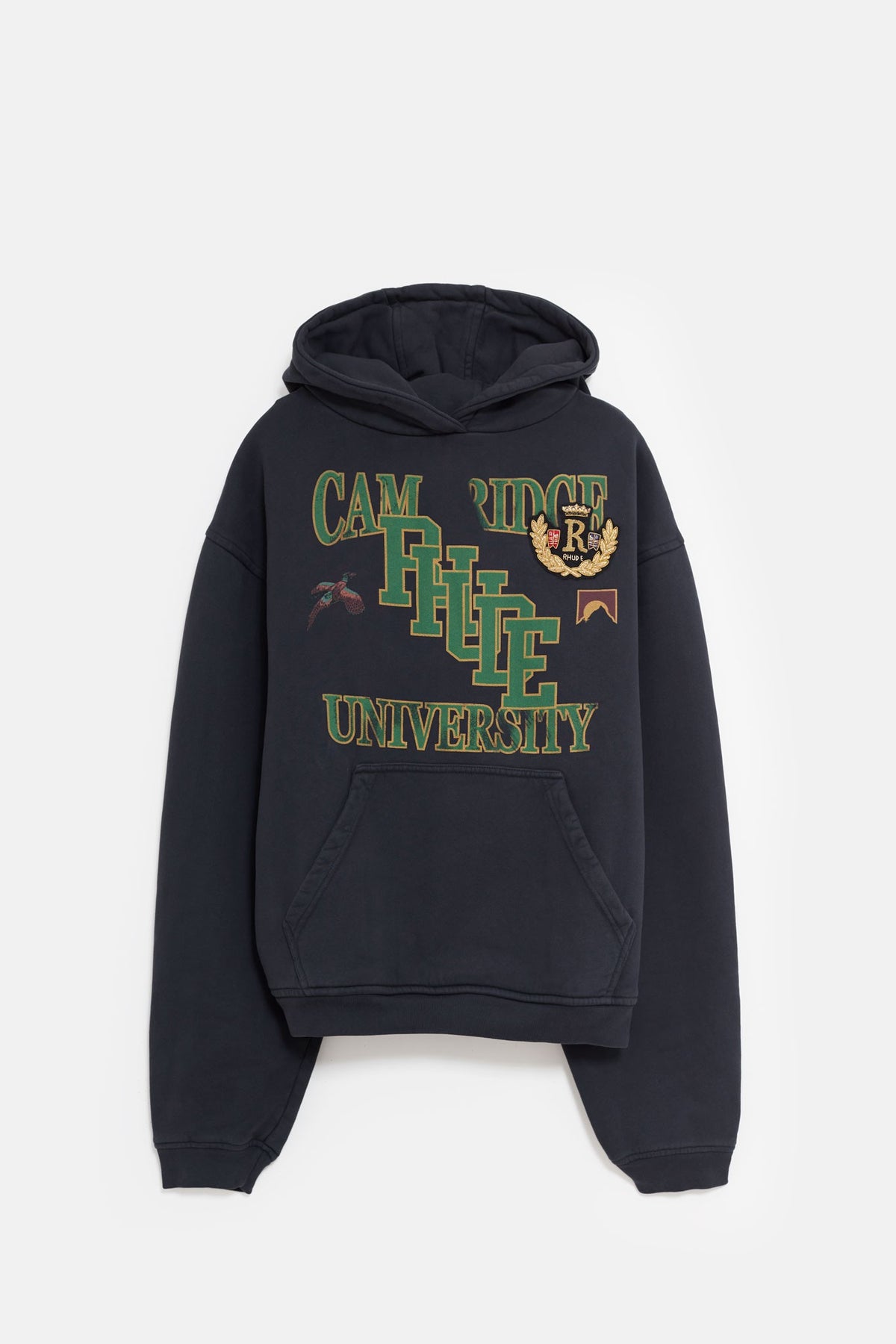 RHUDE VINTAGE BLACK UNIVERSITY HOODIE