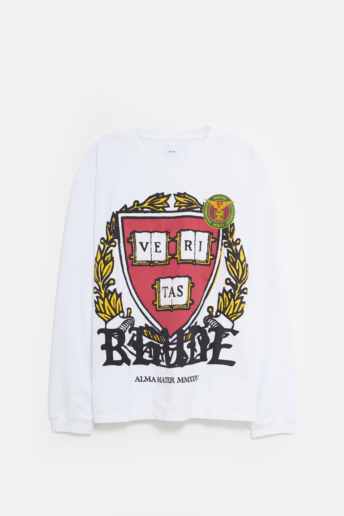 RHUDE WHITE VERITAS RHUDE LS T SHIRT