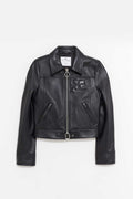 COURREGES BLACK ZIPPED ICONIC LEATHER JACKET