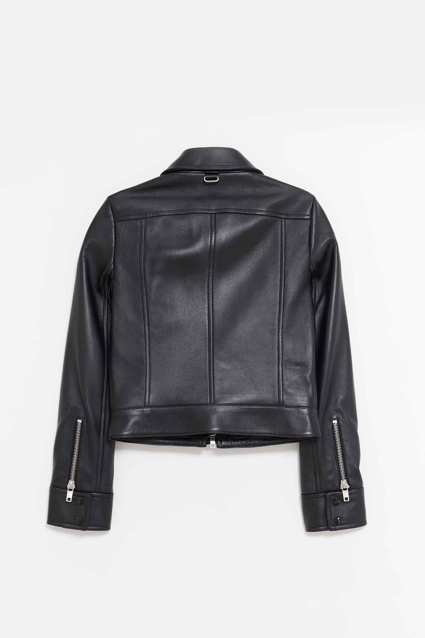 COURREGES BLACK ZIPPED ICONIC LEATHER JACKET