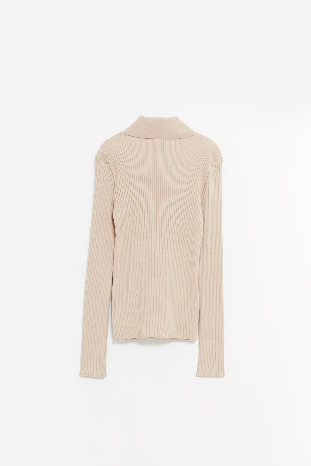 COURREGES DARK SAND DOUBLE ZIPPED RIB KNIT CARDIGAN