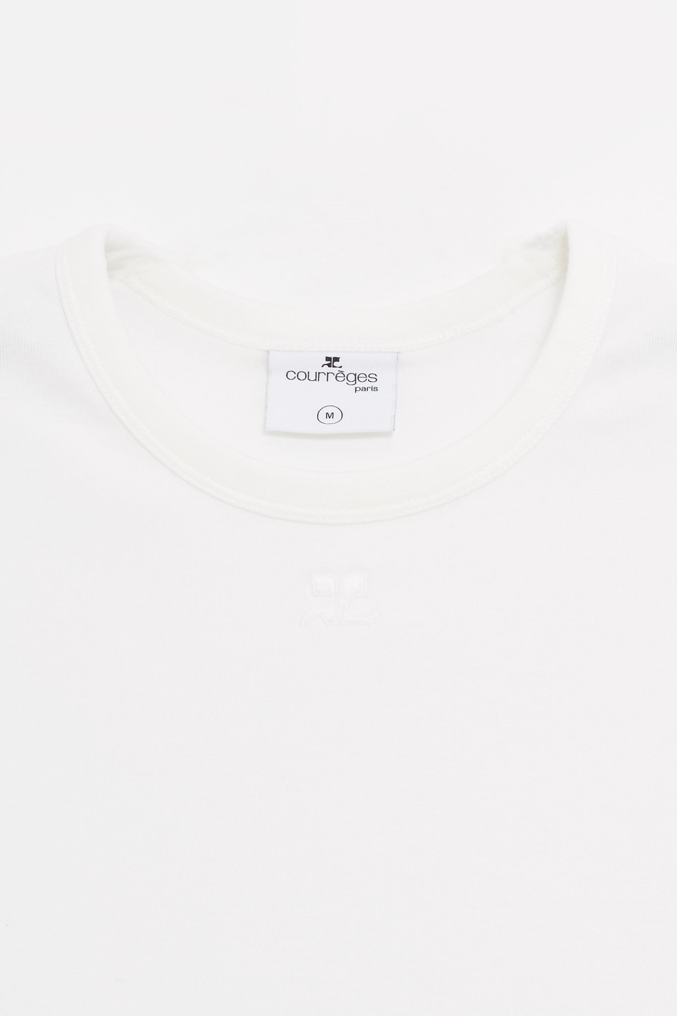 COURREGES HERITAGE WHITE SIGNATURE CONTRAST T SHIRT