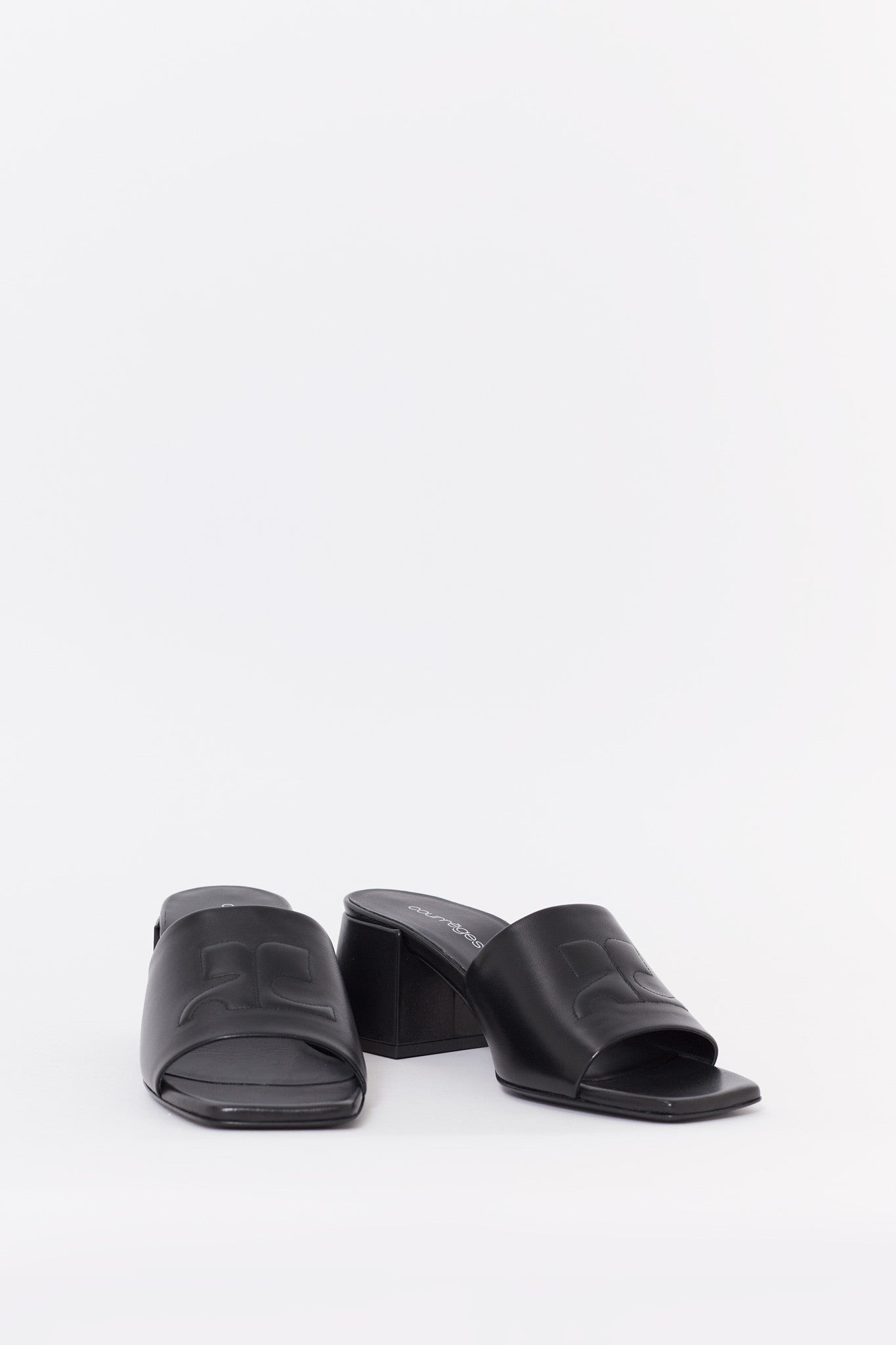 COURREGES BLACK HERITAGE SHADOW SANDALS