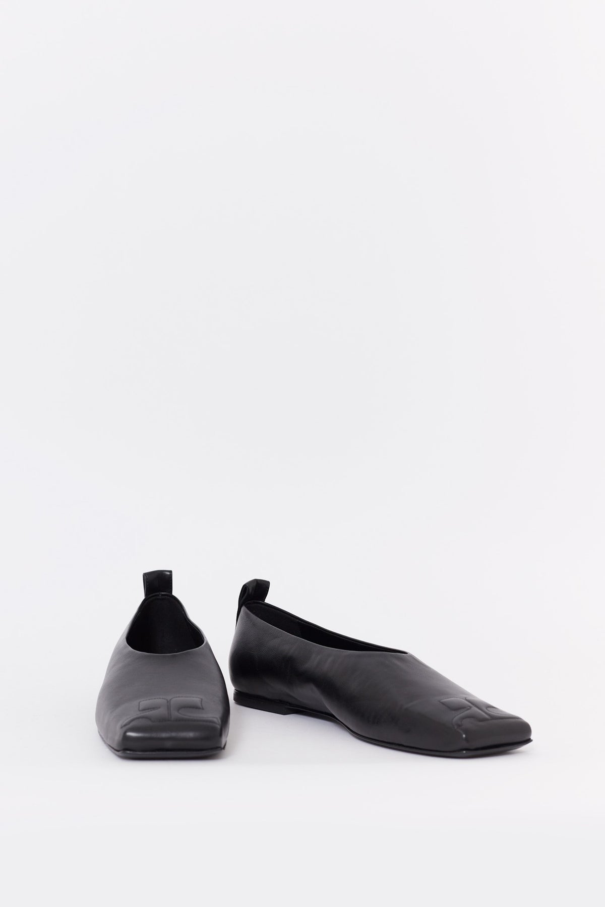 COURREGES BLACK AC HERITAGE NAPPA LEATHER LOAFERS