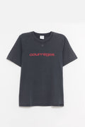 COURREGES STONEWASH GREY AC PRINTED STONE T SHIRT