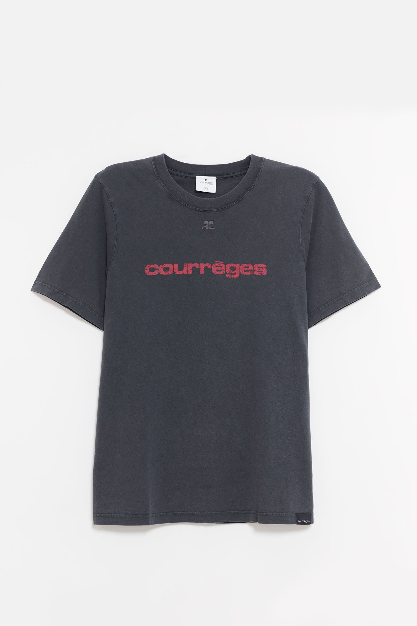 COURREGES STONEWASH GREY AC PRINTED STONE T SHIRT