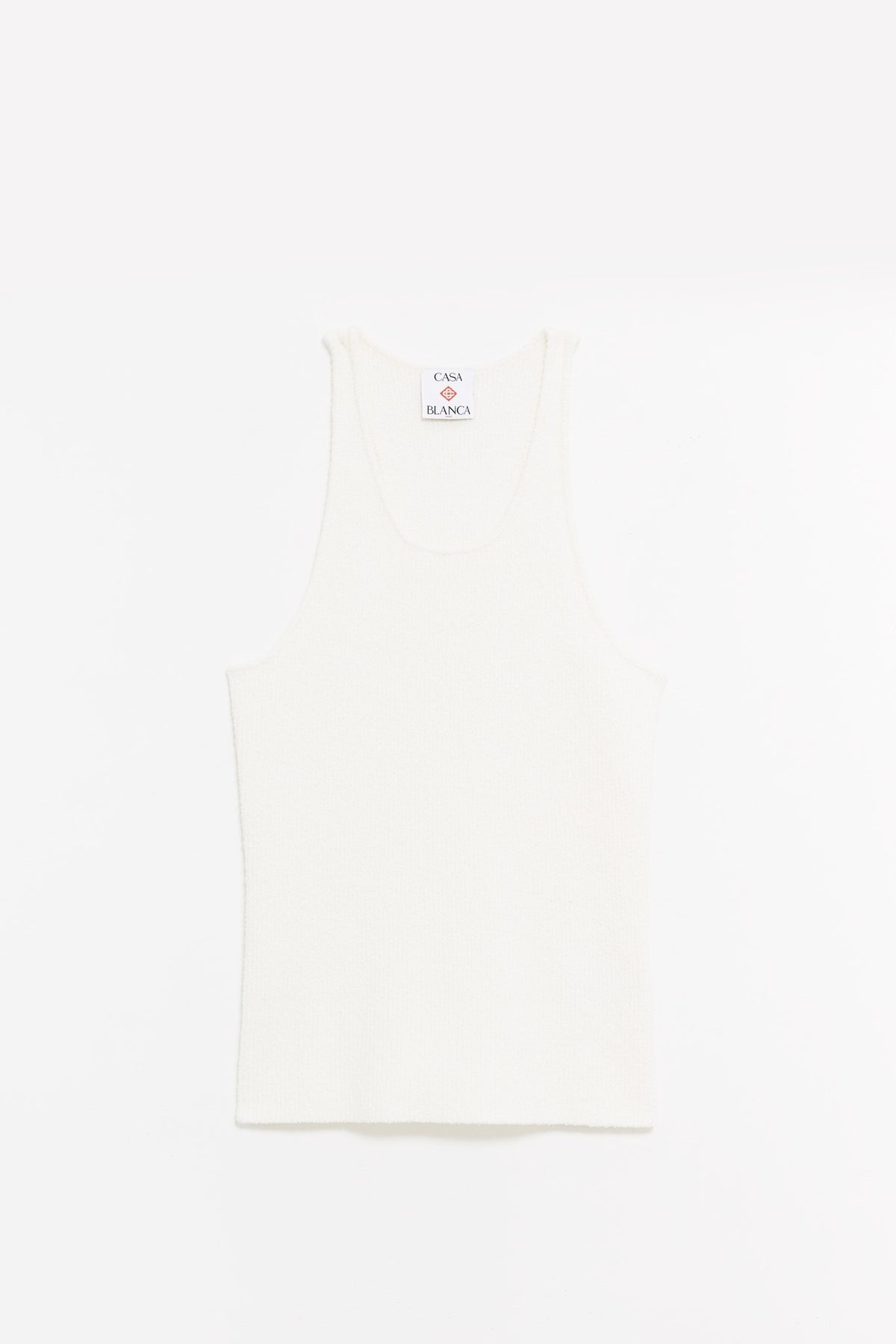 CASABLANCA WHITE BOUCLE RIBBED TANK TOP