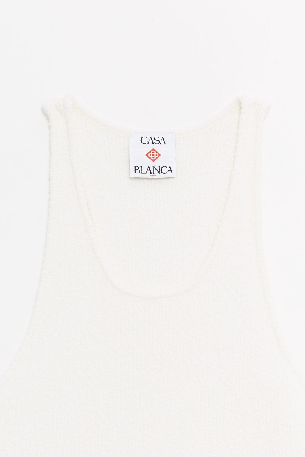 CASABLANCA WHITE BOUCLE RIBBED TANK TOP