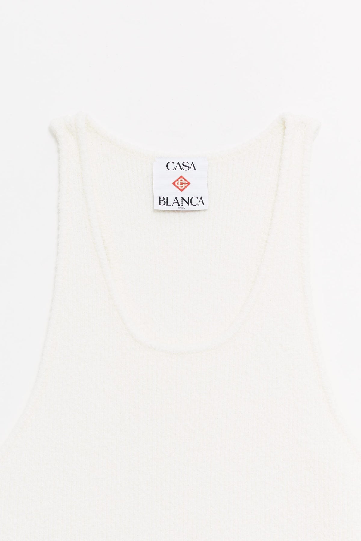 CASABLANCA WHITE BOUCLE RIBBED TANK TOP