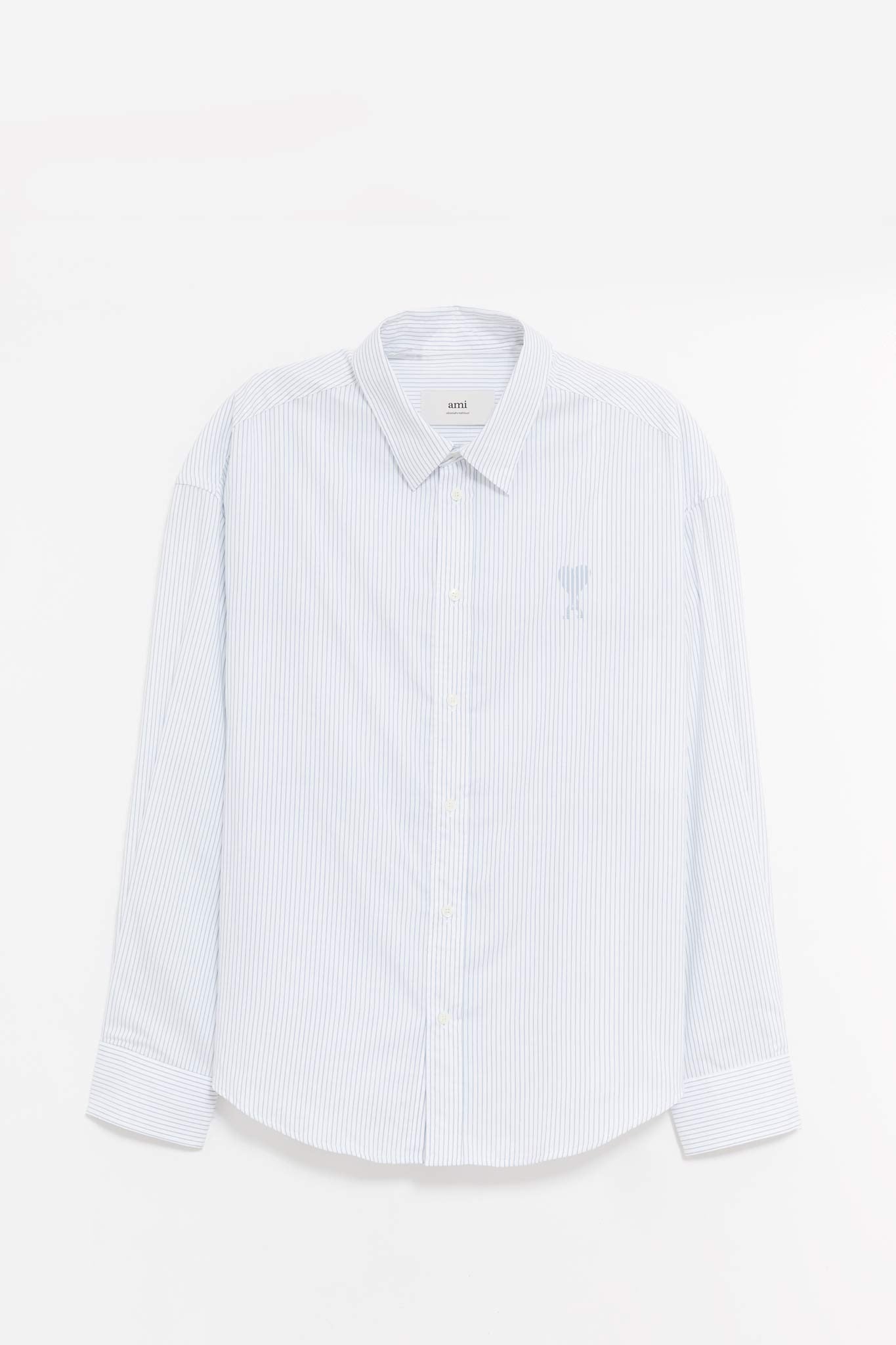 AMI WHITE BLUE BOXY FIT SHIRT