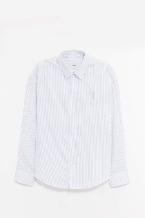 AMI WHITE BLUE BOXY FIT SHIRT