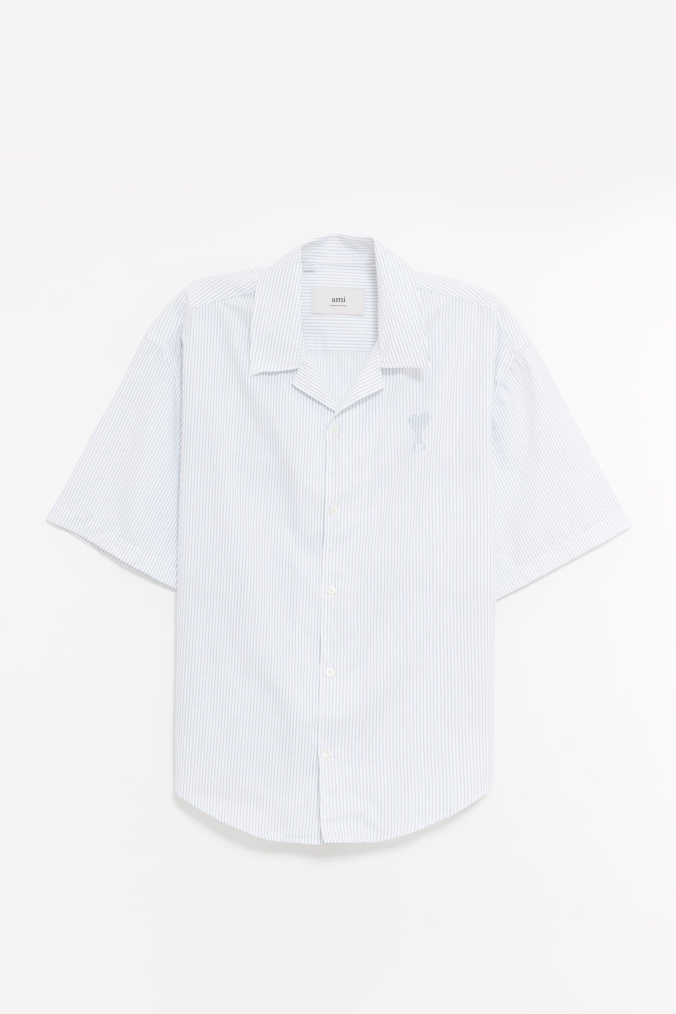 AMI WHITE BLUE CAMP COLLAR SHIRT