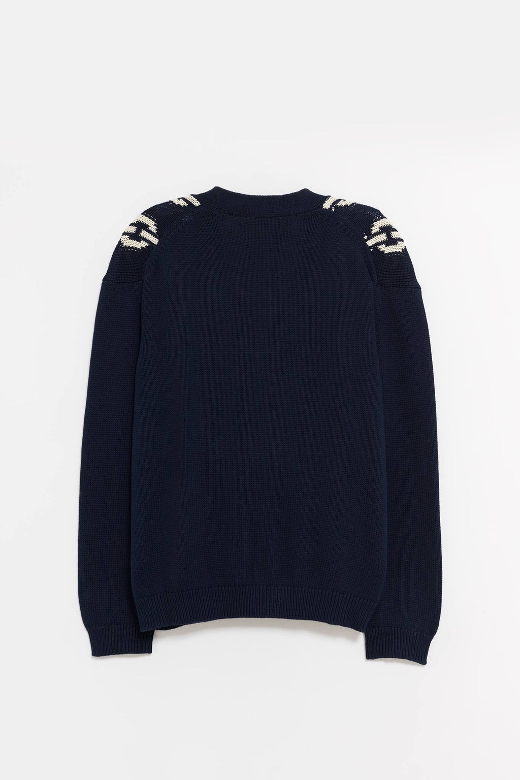LOUVOIS NAVY CHAIN INTARSIA CARDIGAN