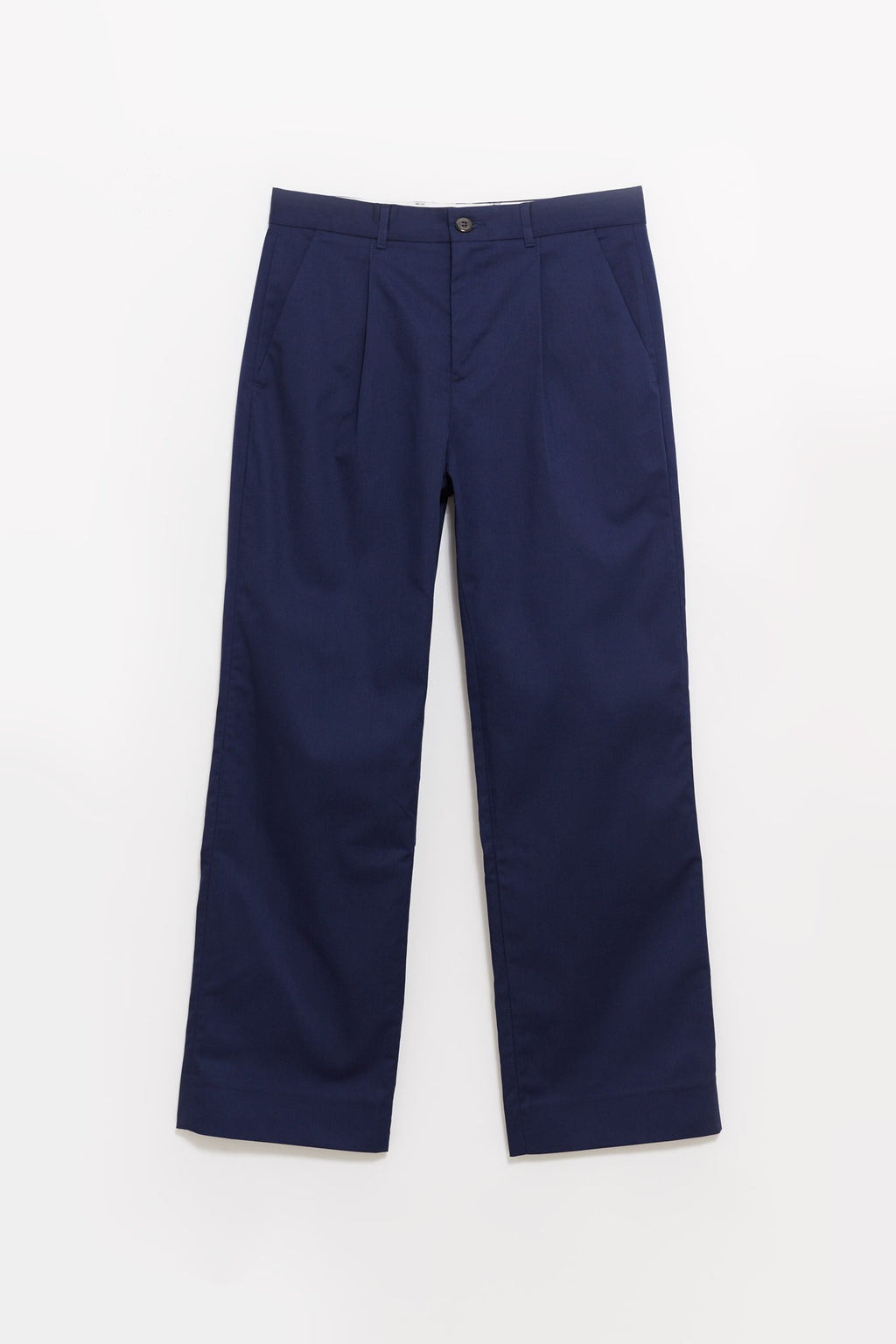 LOUVOIS NAVY PLEATED CHINO TROUSERS