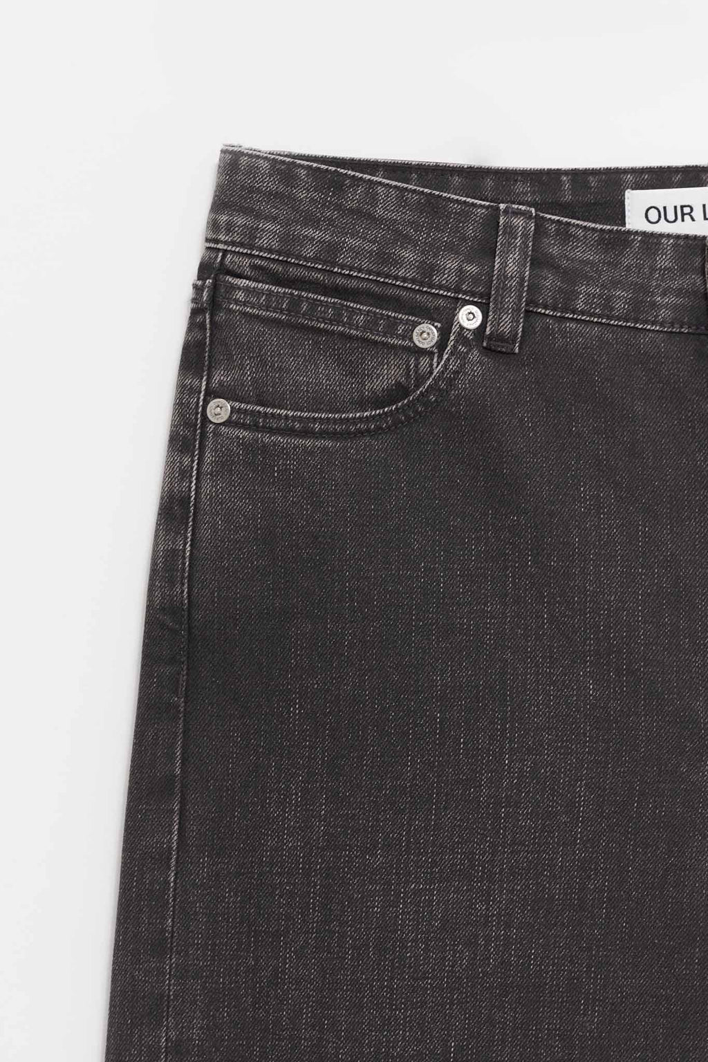 OUR LEGACY BLACK COATED TREBLE CUT TROUSERS